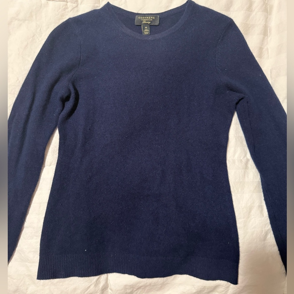 100% cashmere chic crewneck women’s Sweater - Navy